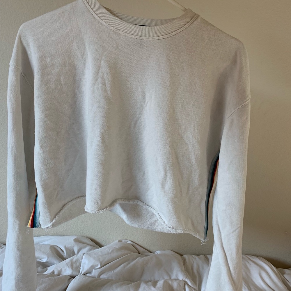 Forever 21 White Long Sleeve Crop Top